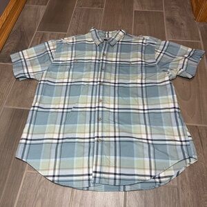 Ridgecut Toughwear Men's 2XL Green Blue Plaid Short Sleeve Button Down Shirt